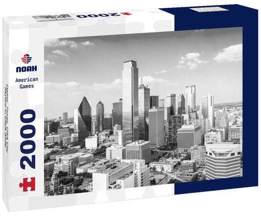 Noah Jigsaw Puzzle Dallas, Texas, USA City Skyline in black white 2000 pieces