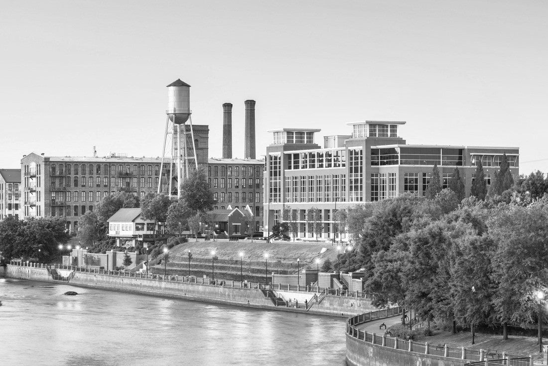 Columbus, Georgia, USA downtown skyline on the Chattahoochee River at dusk 2000pc PuzzleBlack and White
