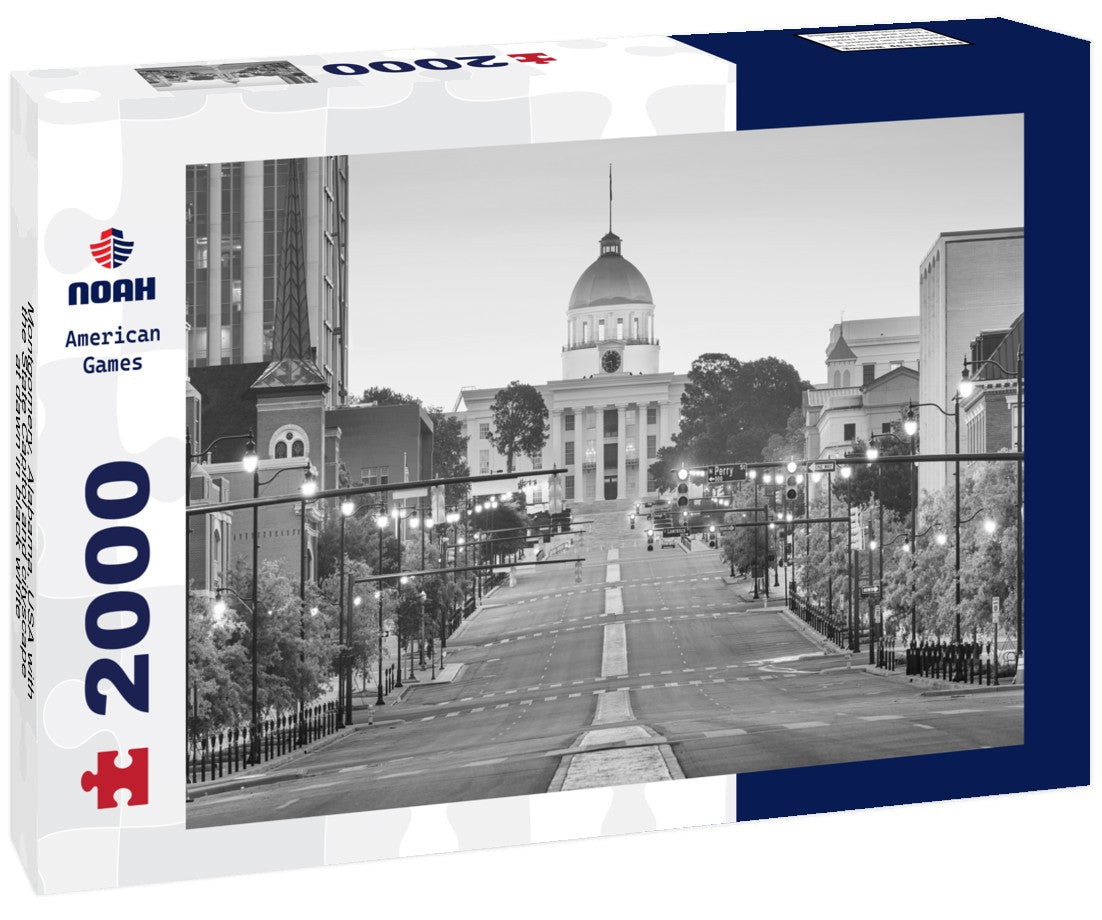 Montgomery, Alabama, USA with the State Capitol and cityscape at dawn 2000pc PuzzleBlack and White