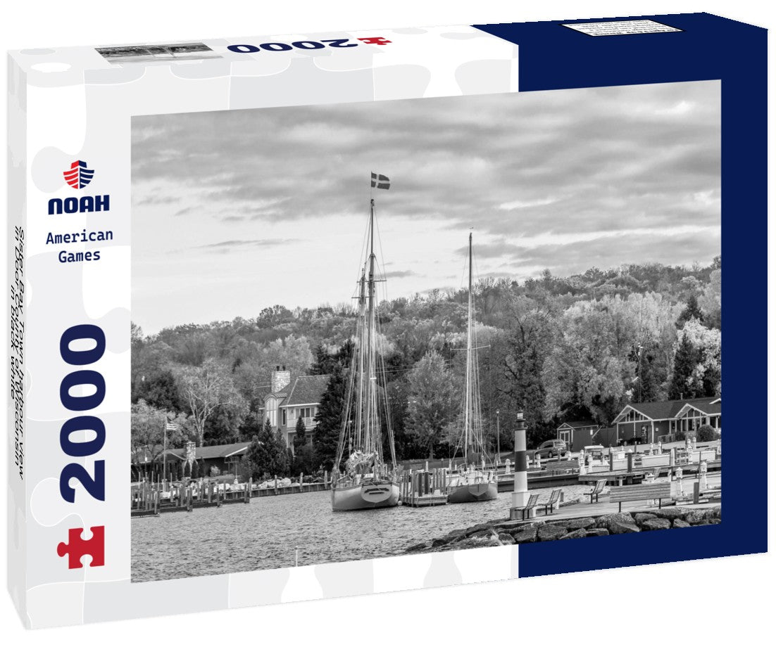 Sister Bay Town harbour view in Door County of Wisconsin 2000pc PuzzleBlack and White
