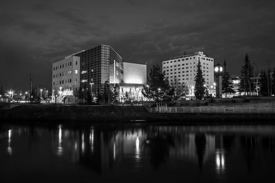 Fairbanks, Alaska at night 2000pc PuzzleBlack and White