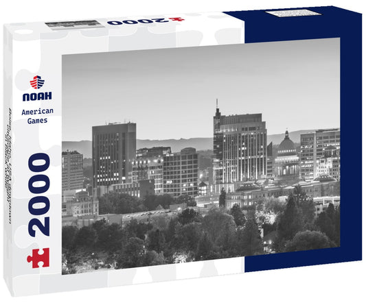 Noah Jigsaw Puzzle Boise, Idaho, USA downtown cityscape at twilight in black white 2000 pieces