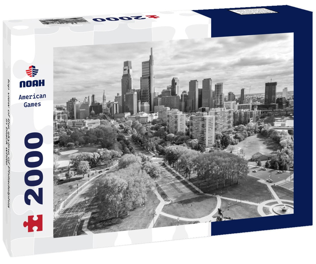 top view of the skyline of Philadelphia 2000pc PuzzleBlack and White