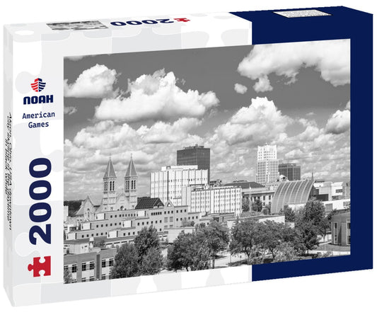 Noah Jigsaw Puzzle Akron, Ohio, USA downtown city skyline in the daytime in black white 2000 pieces