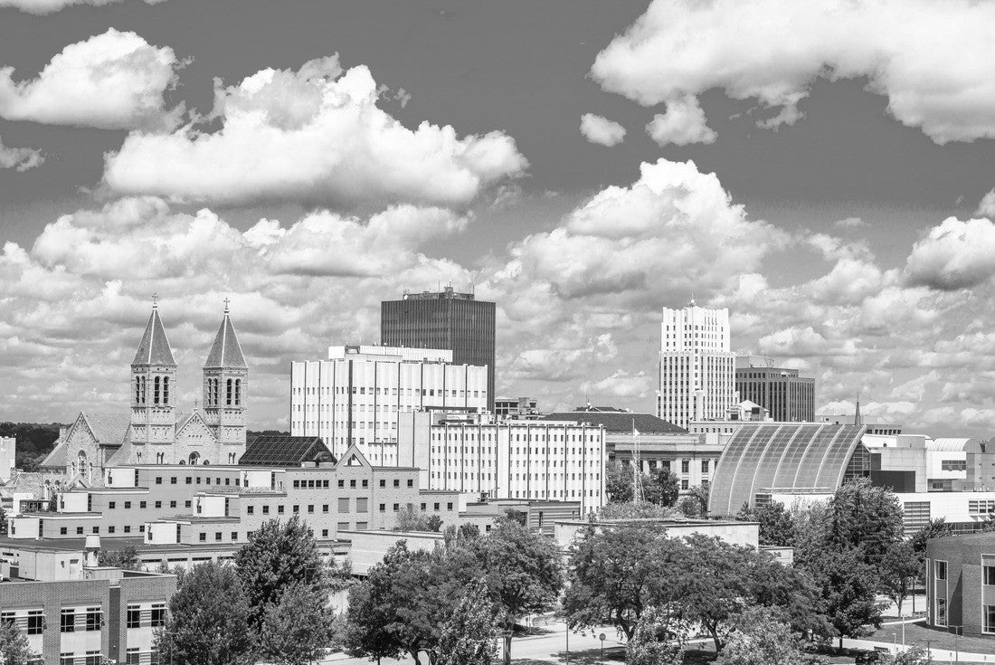 Akron, Ohio, USA downtown city skyline in the daytime 2000pc PuzzleBlack and White