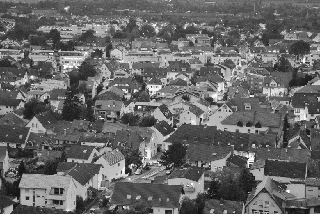 Schriesheim Germany - overlooking the Rhine valley towards Mannheim Germany 2000pc PuzzleBlack and White