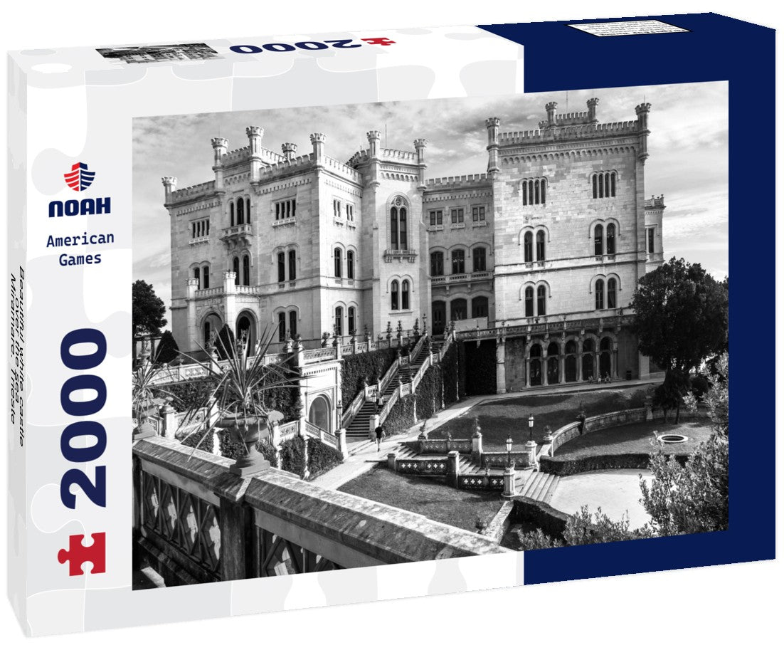 Beautiful white castle over the sea - Miramare. Trieste, northern Italy 2000pc PuzzleBlack and White