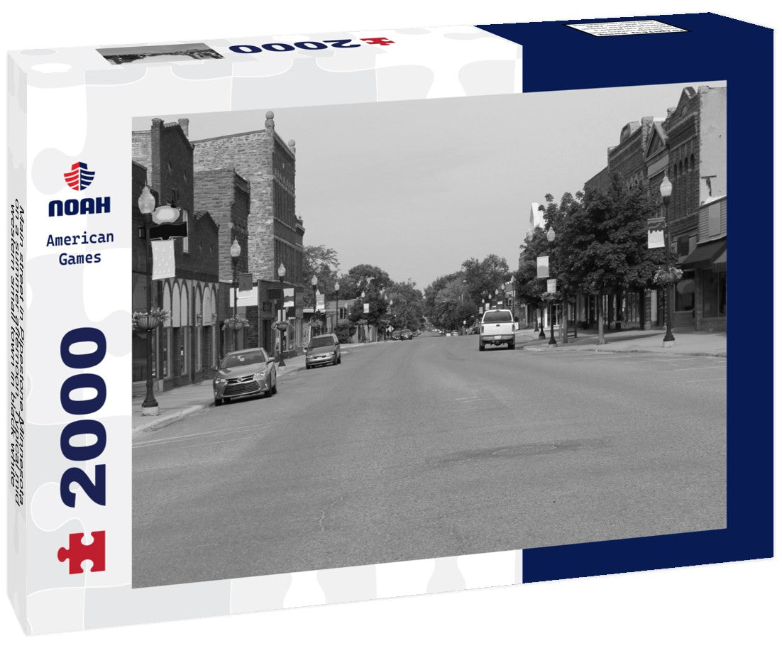 Main street in Pipestone Minnesota on a summer afternoon. Typical mid-western small town 2000pc PuzzleBlack and White