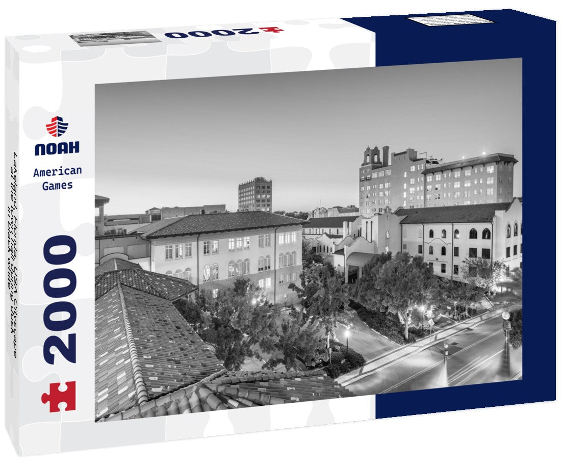 Noah Jigsaw Puzzle Lakeland, Florida, USA Cityscape at the town hall during dusk in black white 2000 pieces