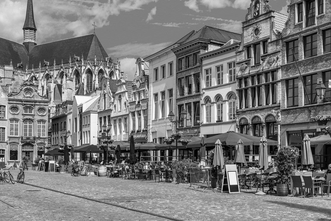 Grote Markt in Mechelen, Belgium. Mechelen is a city and municipality in the province of Antwerp, Flanders, Belgium 2000pc PuzzleBlack and White