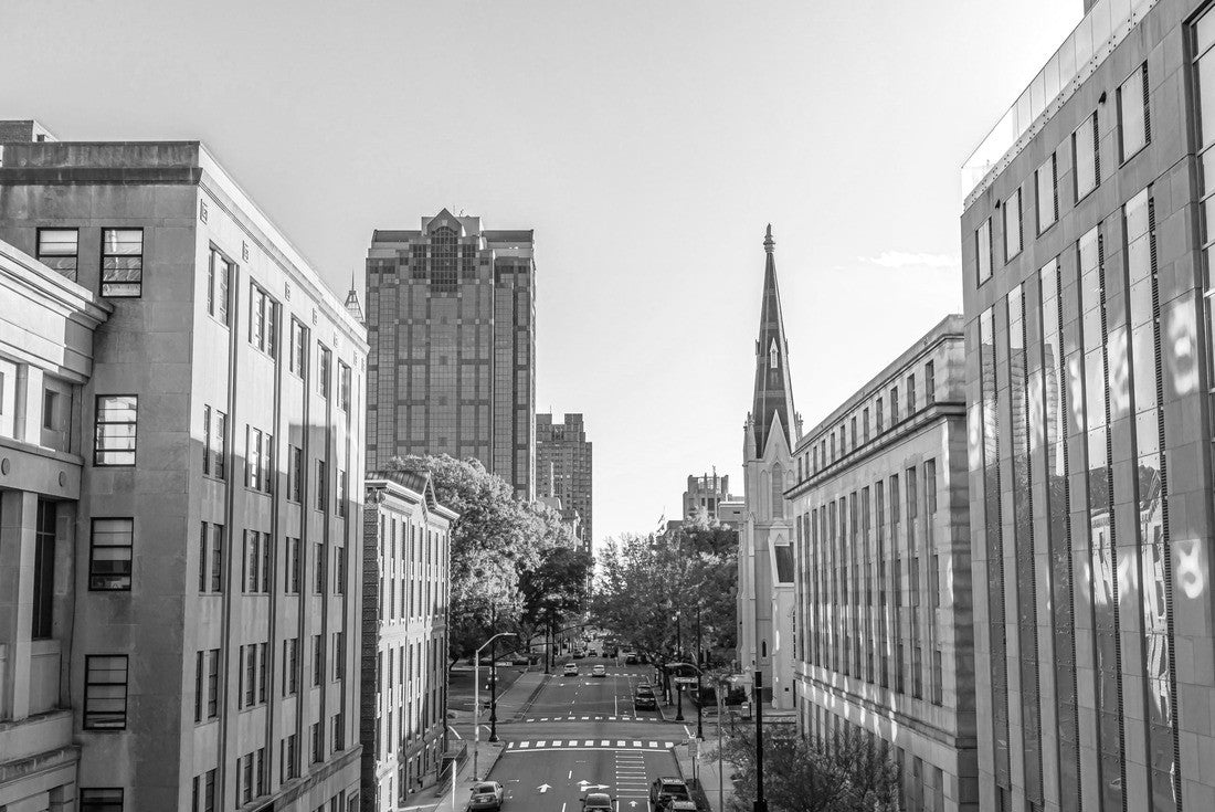 Downtown Raleigh at North Salisbury Street in fall season at sunset time, North Carolina, USA 2000pc PuzzleBlack and White