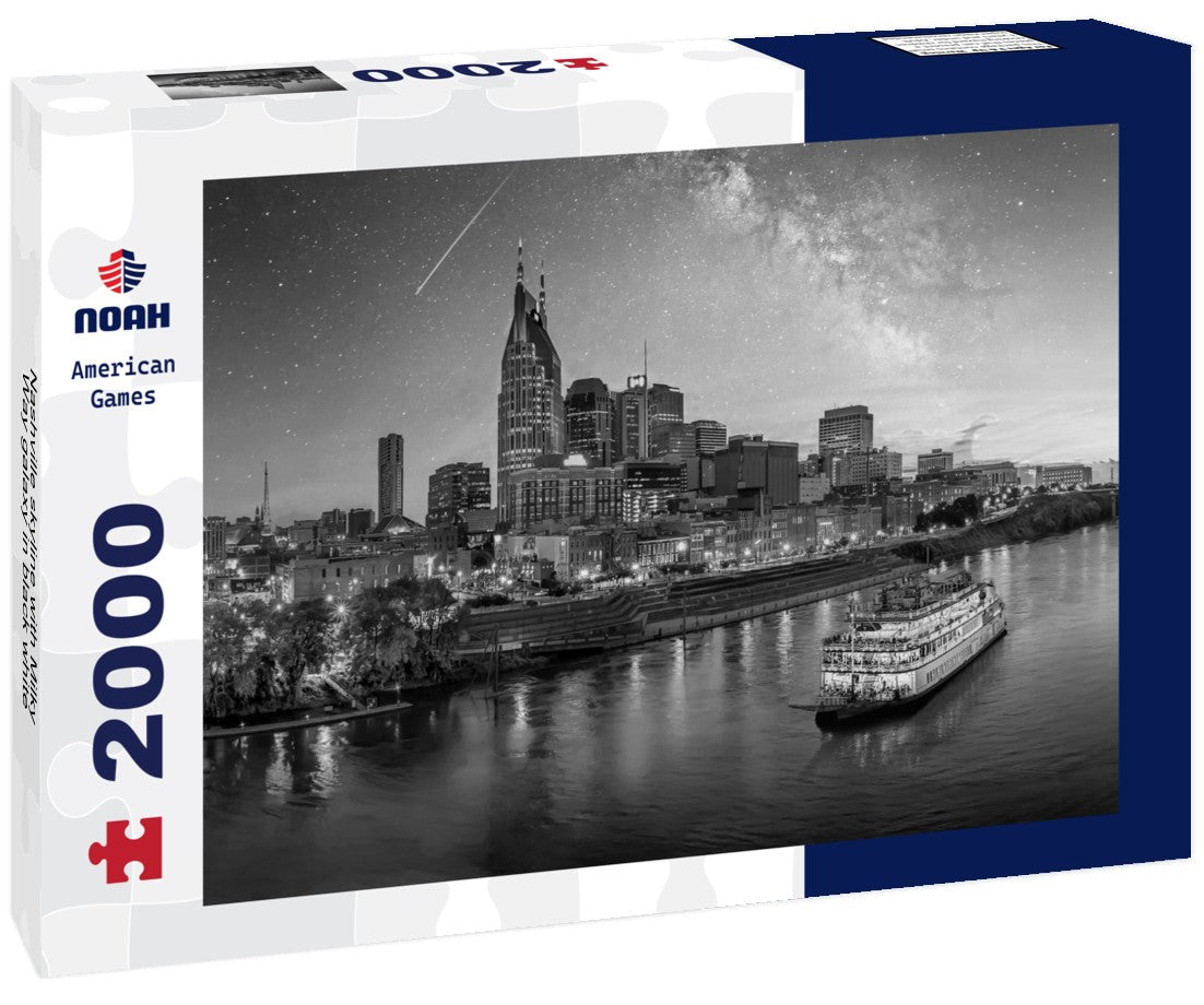 Nashville skyline with Milky Way galaxy 2000pc PuzzleBlack and White