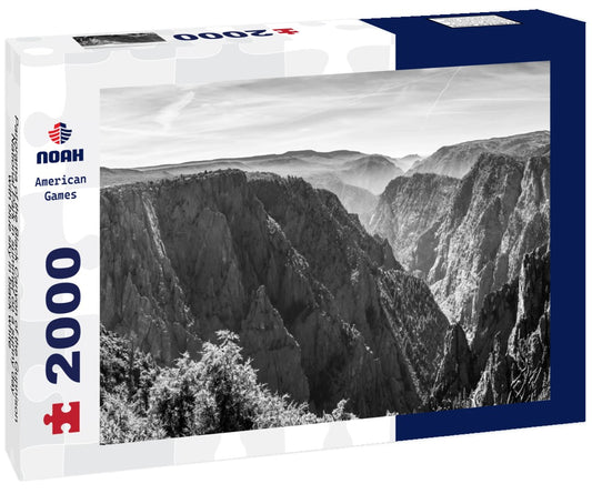 Noah Jigsaw Puzzle Panorama of the Black Canyon of the Gunnison National Park in summer on a sunny day with blue sky in black white 2000 pieces