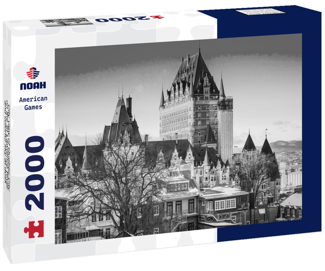 City view of Quebec City on the St Lawrence River and colorful sky at dusk 2000pc PuzzleBlack and White