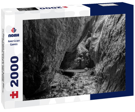Noah Jigsaw Puzzle Bear Gulch lower cave on a rainy day. Pinnacles National Park, San Benito County, California, USA in black white 2000 pieces