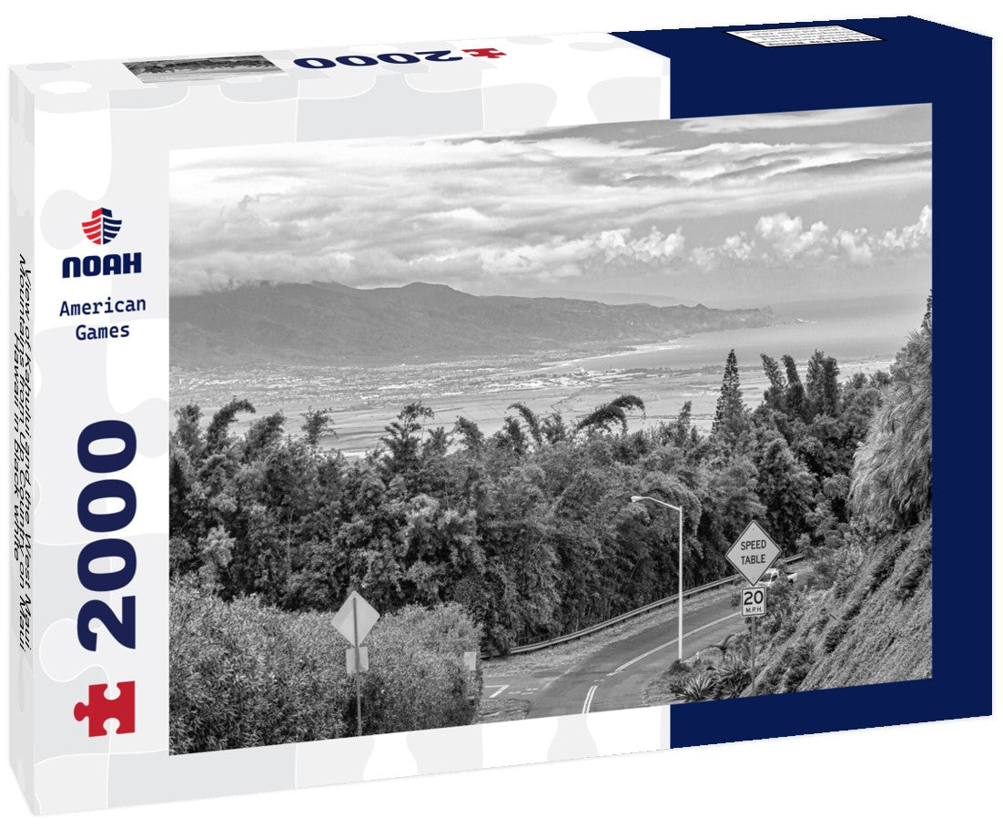 Kahului and the West Maui Mountains from Up Country on Maui, Hawaii 2000pc PuzzleBlack and White