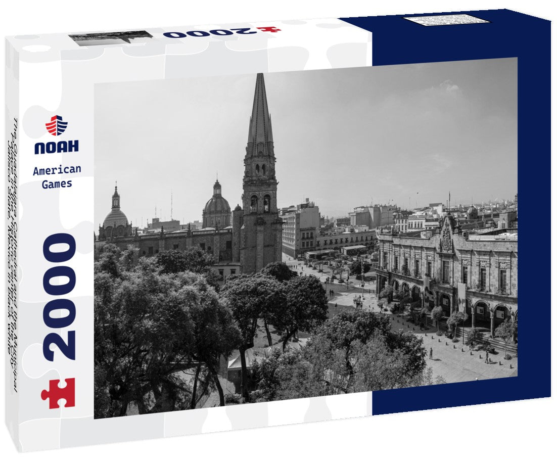 The Guadalajara Cathedral and the Municipal Palace in the Historic center of the City, Jalisco State, Mexico 2000pc PuzzleBlack and White
