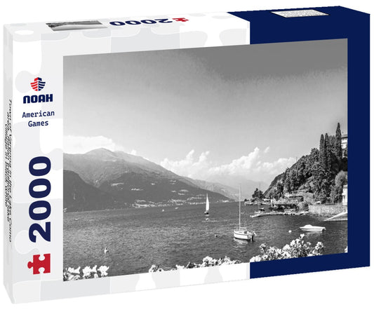 Noah Jigsaw Puzzle Town of Varenna in the Lake Como area. Italian traditional lake village in black white 2000 pieces