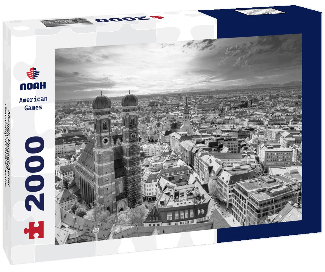 Munich Sunset Aerial view, Bavaria - Germany 2000pc PuzzleBlack and White