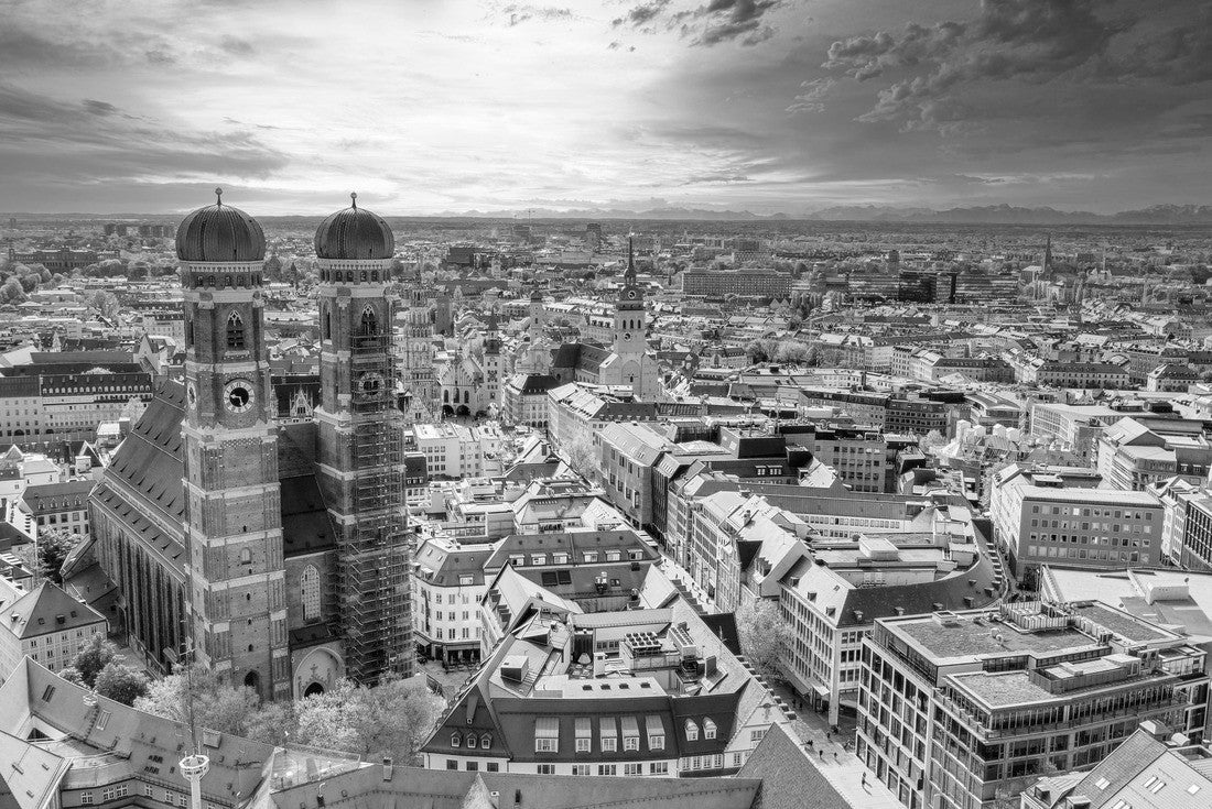 Munich Sunset Aerial view, Bavaria - Germany 2000pc PuzzleBlack and White