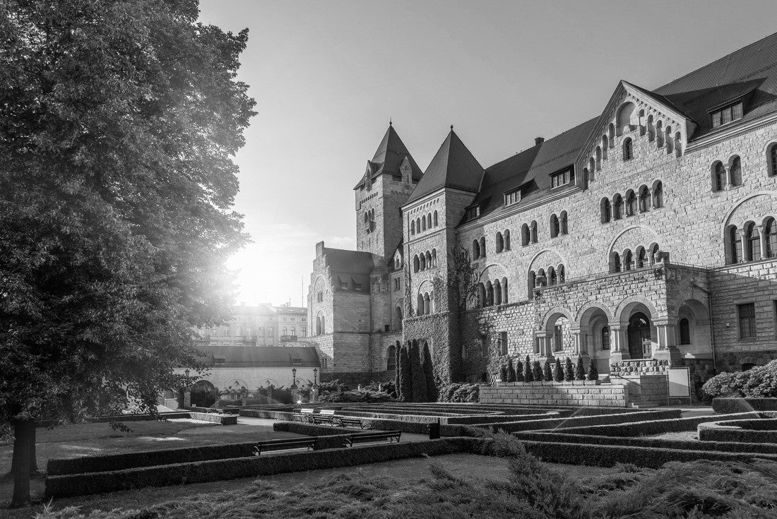 Noah Jigsaw Puzzle The Imperial Castle in Poznan, commonly called Zamek, a palace in Poznan, Poland. View from the garden in black white 2000 pieces