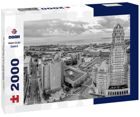 Noah Jigsaw Puzzle Buffalo New York downtown urban city view in black white 2000 pieces