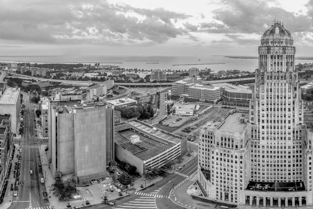 Noah Jigsaw Puzzle Buffalo New York downtown urban city view in black white 2000 pieces