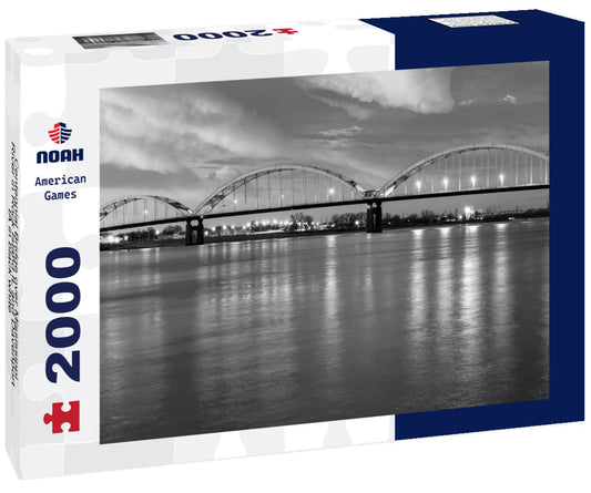 Noah Jigsaw Puzzle Centennial Bridge over Mississippi River in Rock Island IL and Davenport IA in black white 2000 pieces