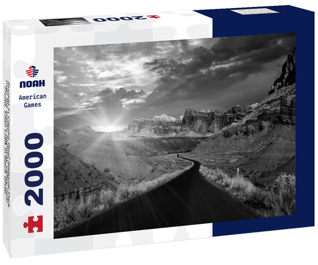 Sunset in Capitol Reef National Park over the scenic highway valley near Fruita, Utah USA 2000pc PuzzleBlack and White