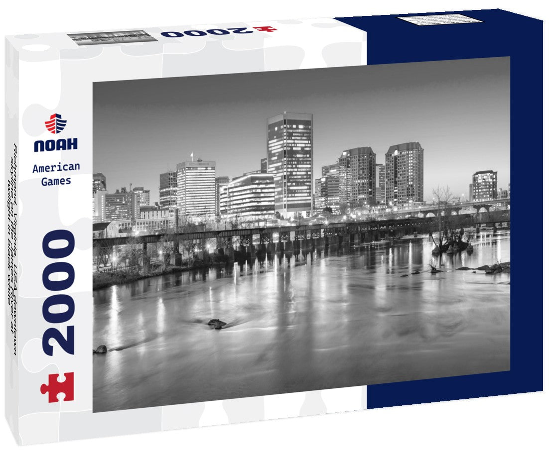 Richmond, Virginia, USA downtown skyline on the James River at twilight 2000pc PuzzleBlack and White