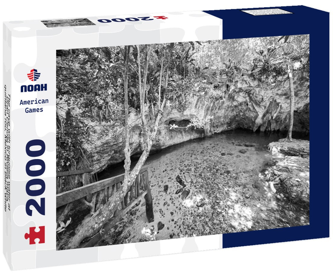 The cave with turquoise water at Gran Cenote in Riviera maya - quintana roo, Mexico 2000pc PuzzleBlack and White