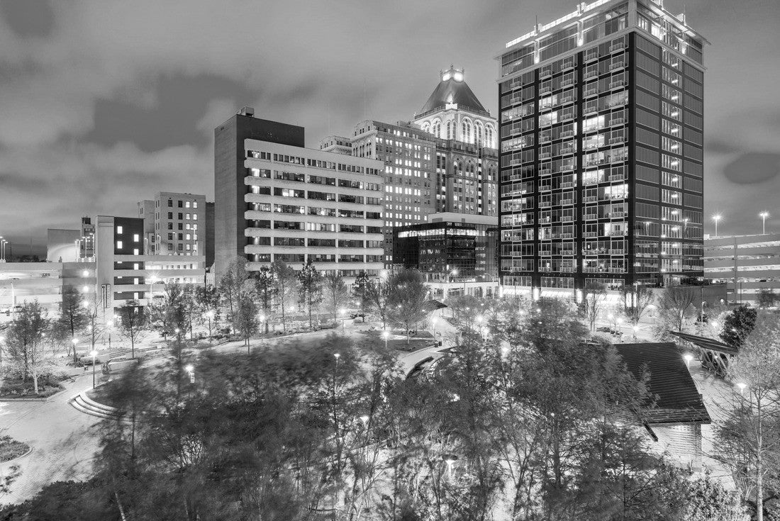 Noah Jigsaw Puzzle Greensboro, North Carolina, USA downtown city skyline at night in black white 2000 pieces