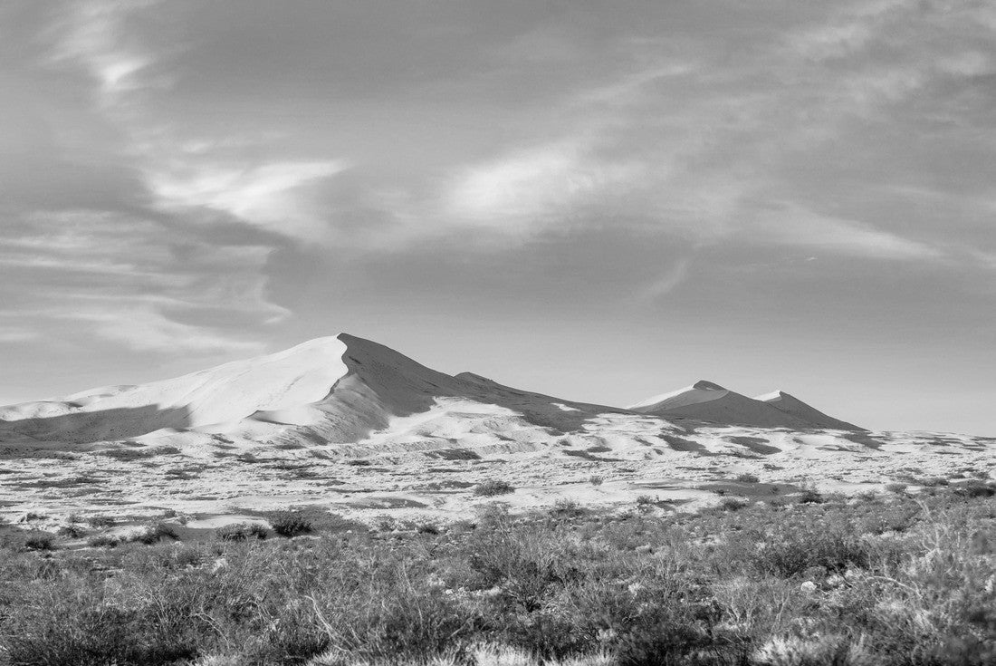 Late afternoon light throughs shadows across tall sand dunes in a scenic natural desert landscape in Mojave National Preserve 2000pc PuzzleBlack and White