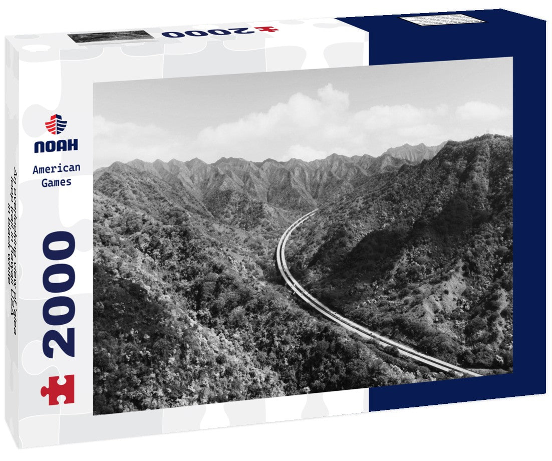 An overlooking view of 'aiea loop trail in hawaii USA 2000pc PuzzleBlack and White
