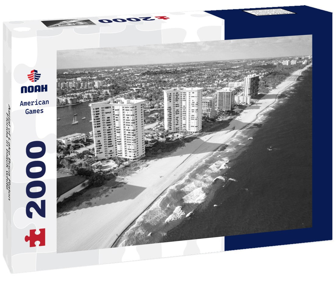 Noah Jigsaw Puzzle Aerial of Lake Boca Raton Florida in black white 2000 pieces