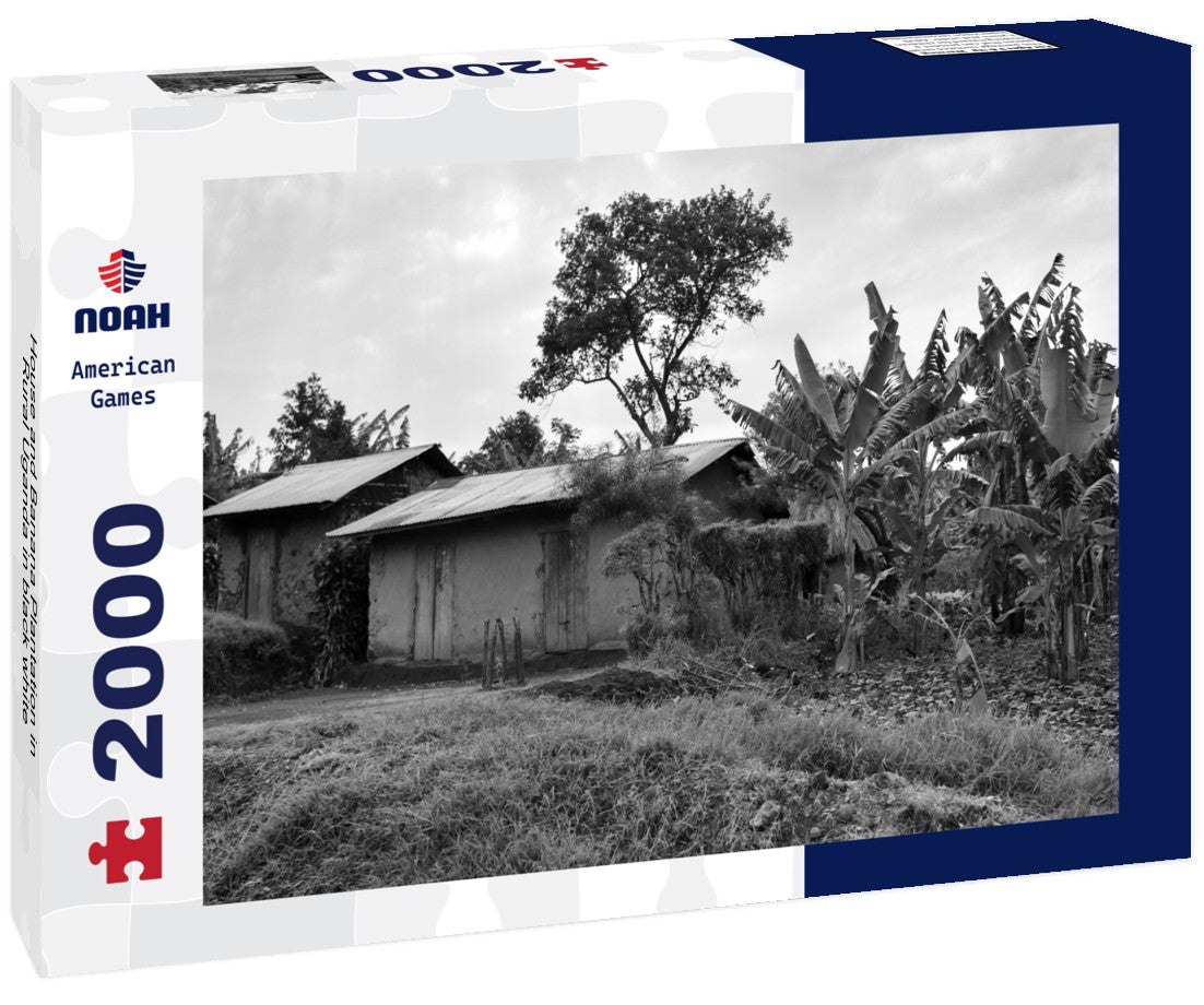 Noah Jigsaw Puzzle House and Banana Plantation in Rural Uganda in black white 2000 pieces