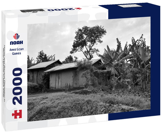 Noah Jigsaw Puzzle House and Banana Plantation in Rural Uganda in black white 2000 pieces