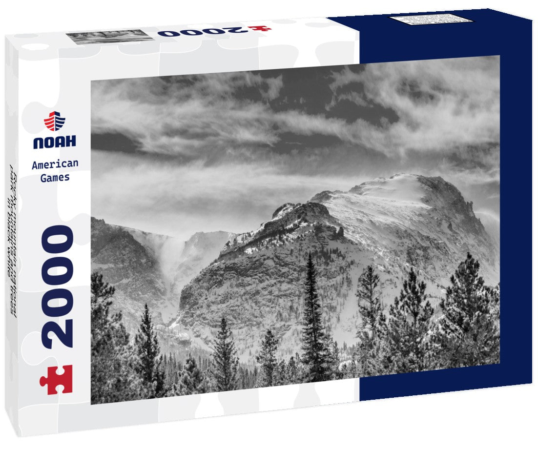 Noah Jigsaw Puzzle Rocky mountain national park mountains and trees in black white 2000 pieces
