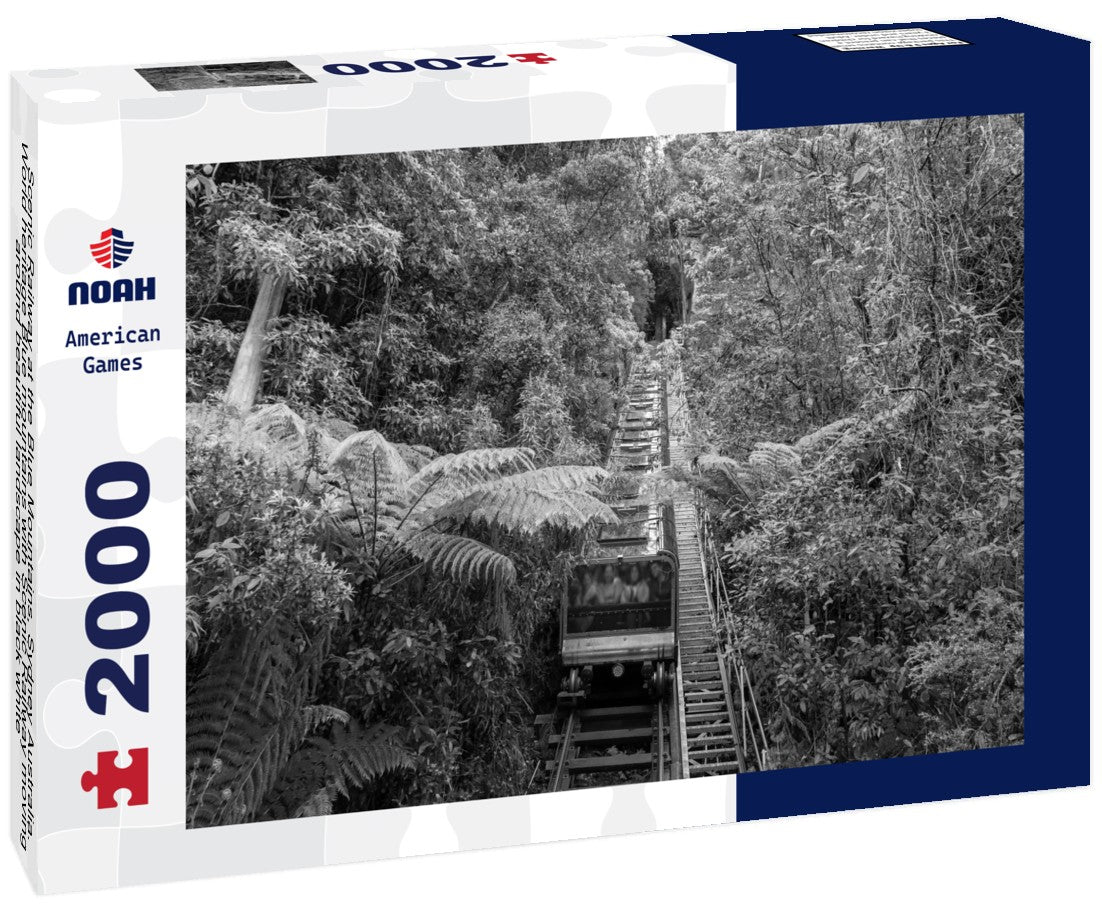 Scenic Railway at the Blue Mountains, Sydney Australia. World heritage Blue mountains with Scenic Railway moving around beautiful landscape 2000pc PuzzleBlack and White