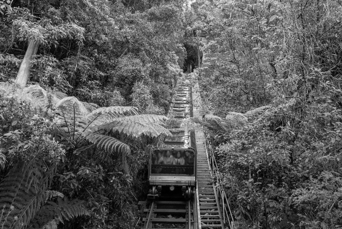 Scenic Railway at the Blue Mountains, Sydney Australia. World heritage Blue mountains with Scenic Railway moving around beautiful landscape 2000pc PuzzleBlack and White