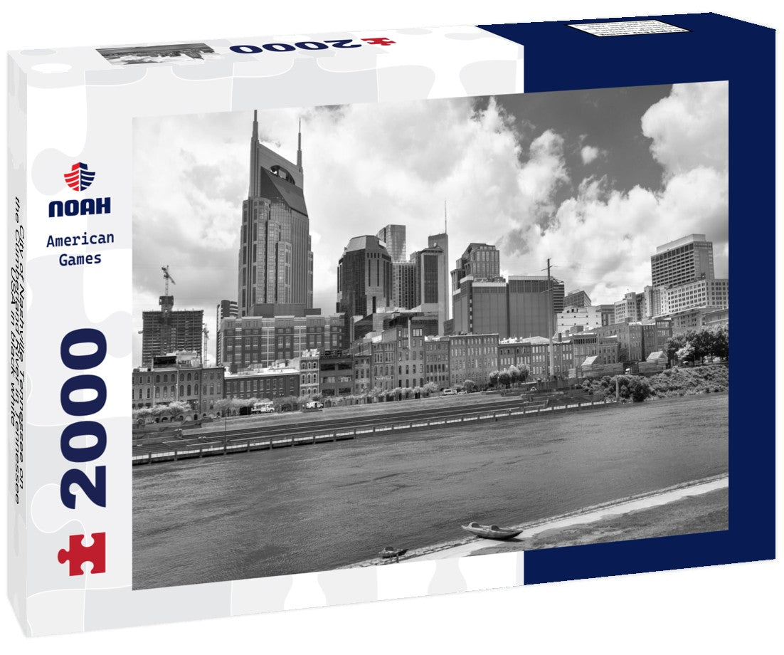 City of Nashville Tennessee on the Cumberland River in Tennessee USA 2000pc PuzzleBlack and White