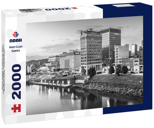 Noah Jigsaw Puzzle Charleston, West Virginia, USA downtown skyline on the river at dusk in black white 2000 pieces