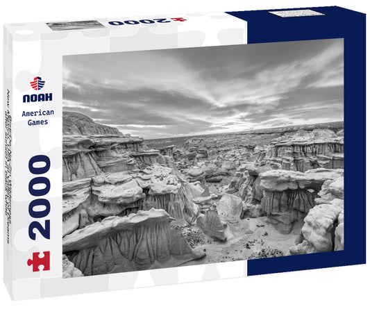 Noah Jigsaw Puzzle Bisti/De-Na-Zin Wilderness, New Mexico, USA at Valley of Dreams after sunset in black white 2000 pieces