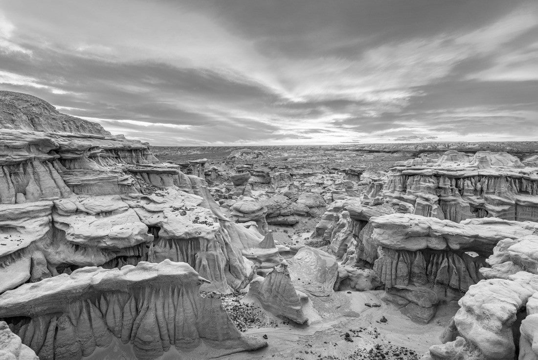 Noah Jigsaw Puzzle Bisti/De-Na-Zin Wilderness, New Mexico, USA at Valley of Dreams after sunset in black white 2000 pieces