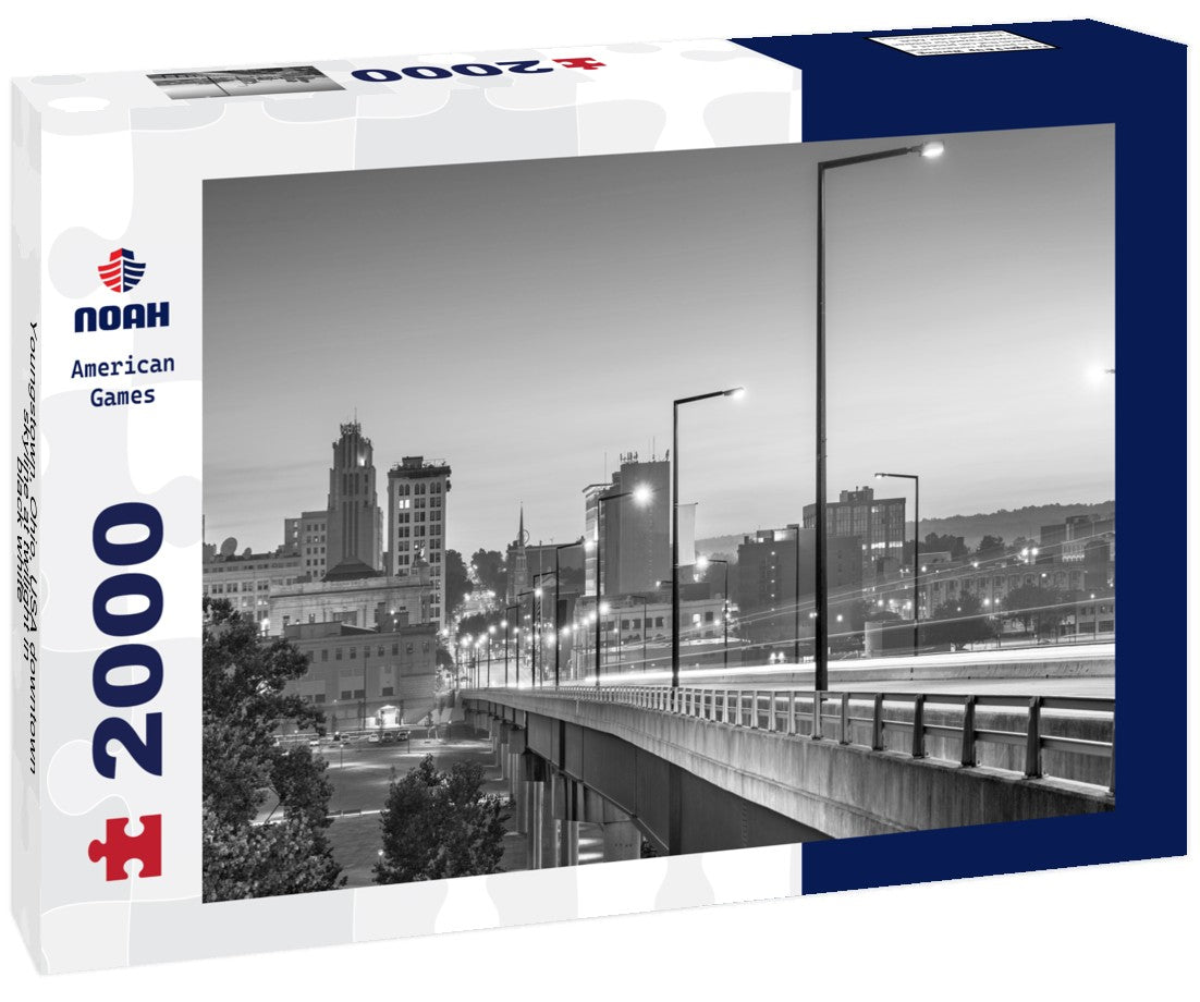 Youngstown, Ohio, USA downtown skyline at twilight 2000pc PuzzleBlack and White
