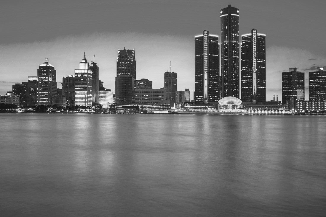Skyline of Detroit from Windsor, Ontario 2000pc PuzzleBlack and White