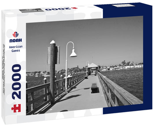 Noah Jigsaw Puzzle Bradenton Beach Historic Pier on Anna Maria Island, Florida in black white 2000 pieces