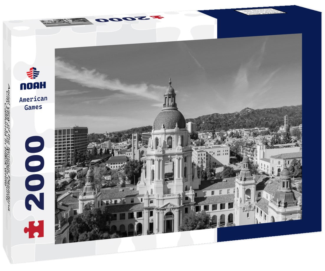 Aerial view of the famous Pasadena City Hall in Los Angeles County, California 2000pc PuzzleBlack and White