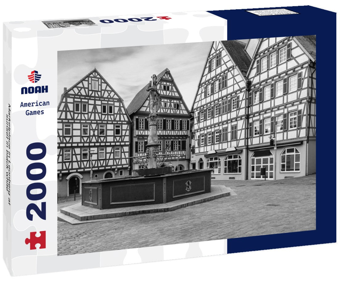 Marketplace in Leonberg at sunset 2000pc PuzzleBlack and White