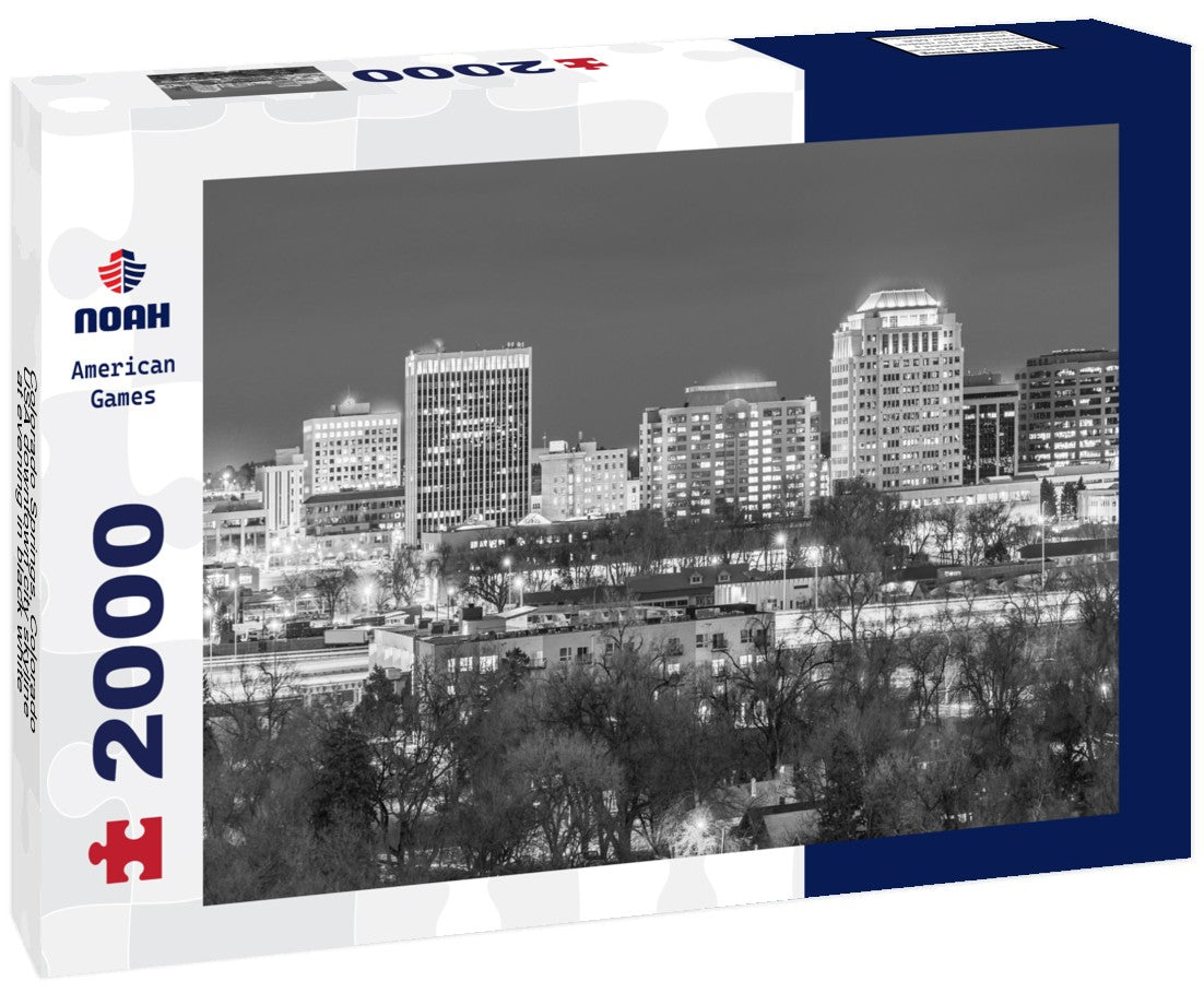 Noah Jigsaw Puzzle Colorado Springs, Colorado, USA downtown city skyline at evening in black white 2000 pieces